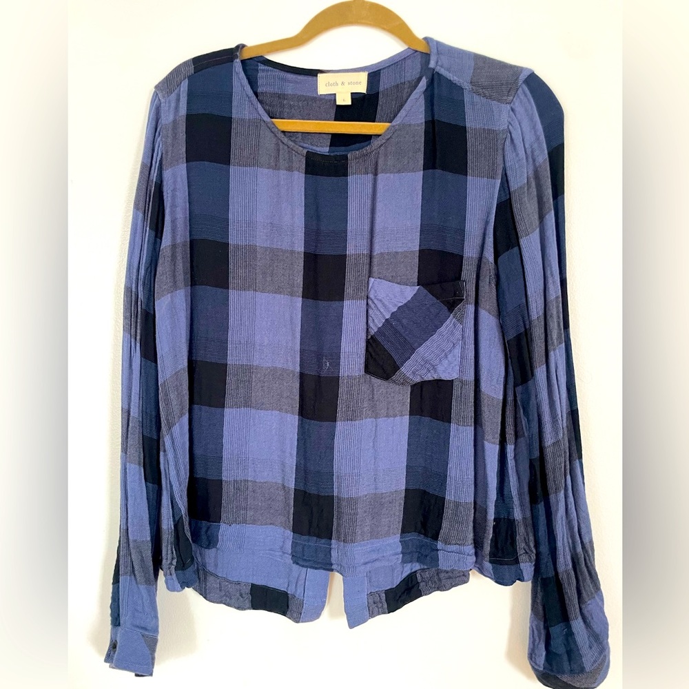 Lace up back plaid flannel top